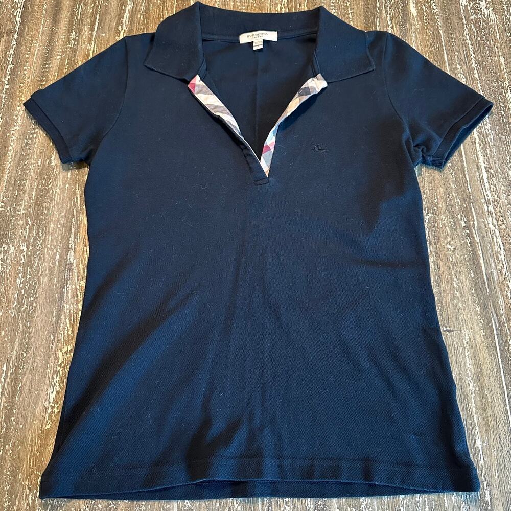 Burberry London Made in Turkey Buttonless Polo Collar Shirt Navy Women’s Size S